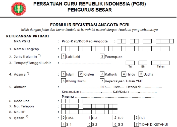 Pendaftaran PGRI Supiori - Persatuan Guru Republik Indonesia Cabang Supiori